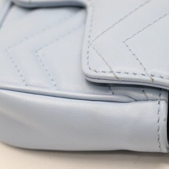 Gucci Calfskin Matelasse Super Mini GG Marmont Shoulder Bag - Light Blue - Picture 7 of 16